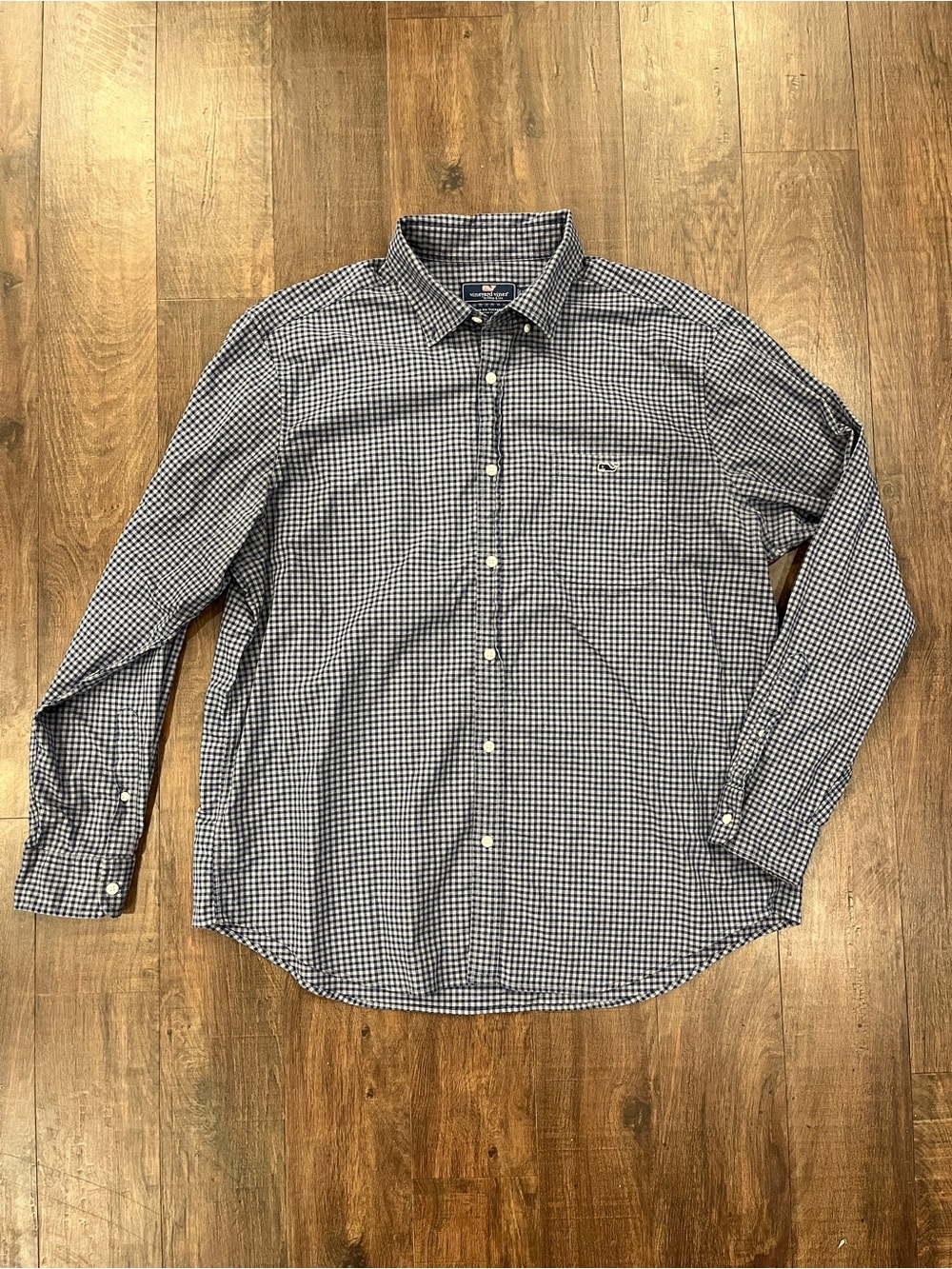 Vineyard vines Shirt Men XL Adult Blue Casual button Down Gingham Classic Tucker